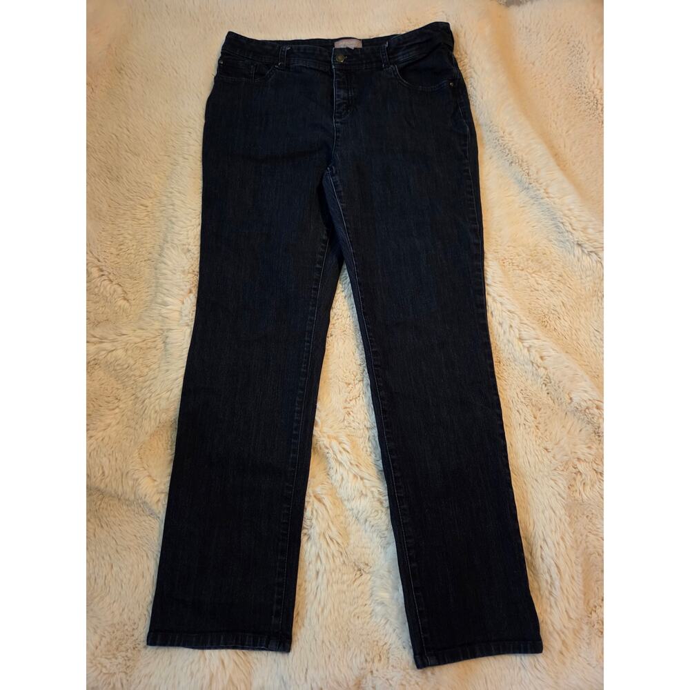 Fabulously Slimming By Chico's size 2 regular Dark Wash Straight Leg Blue Jeans